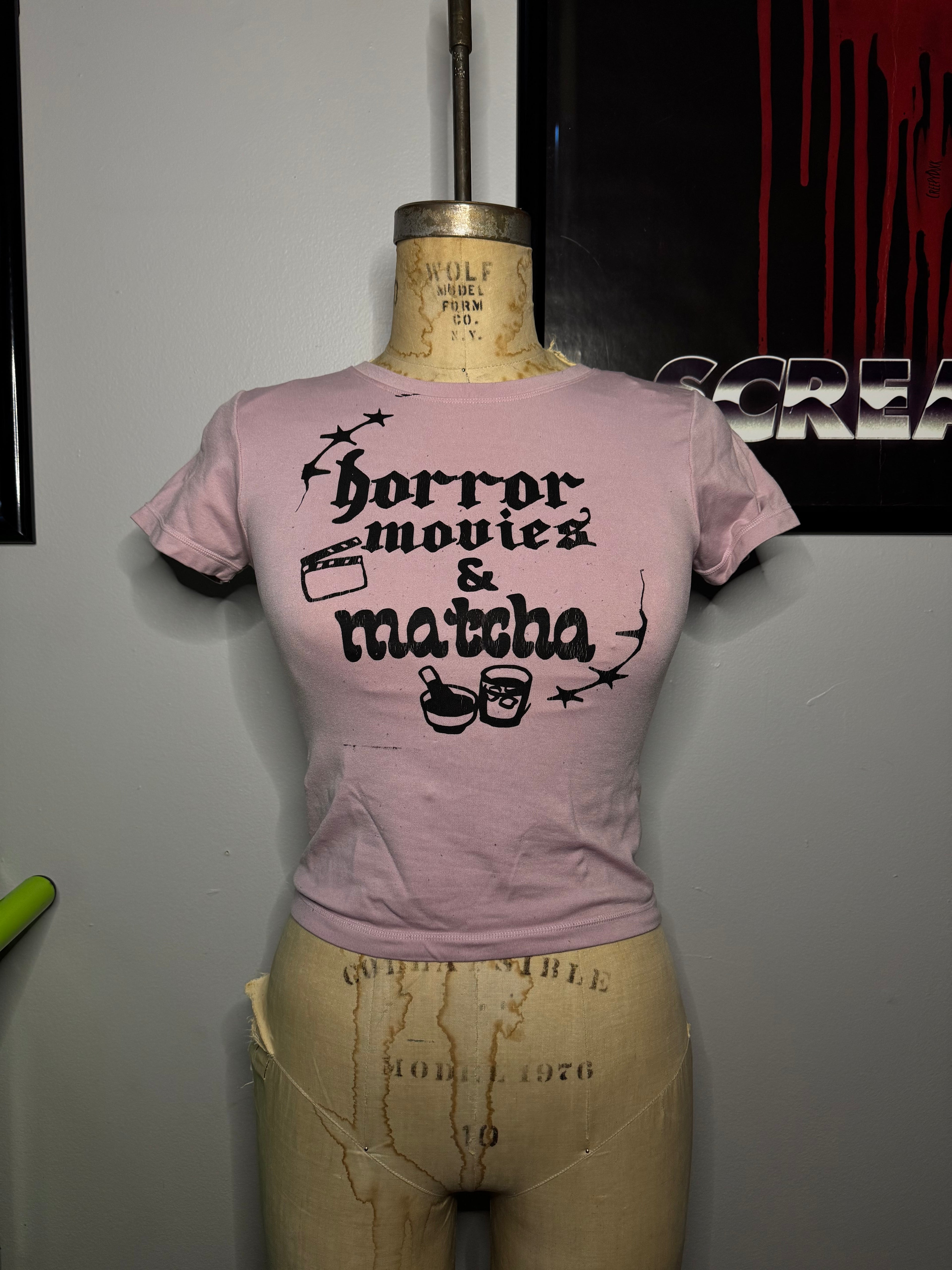 Horror & Matcha Baby Pink Shirt
